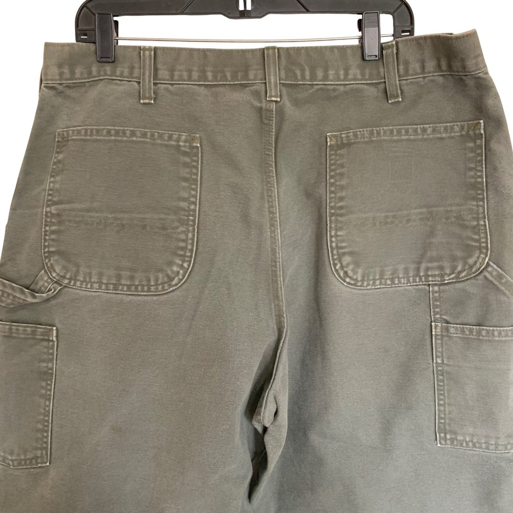 Carhartt Duck Canvas Carpenter Pants Mens 36x33 Green Workwear Utility - Picture 12 of 16